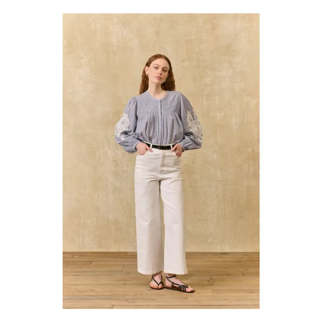 Bluse Streifen Jally Bio-Baumwolle | Blau