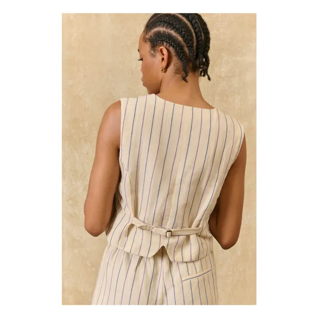Franckie Stripes Linen and Cotton Vest | Cream