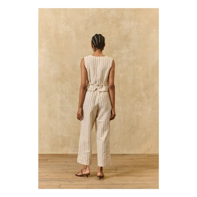 Franckie Stripes Linen and Cotton Vest | Cream