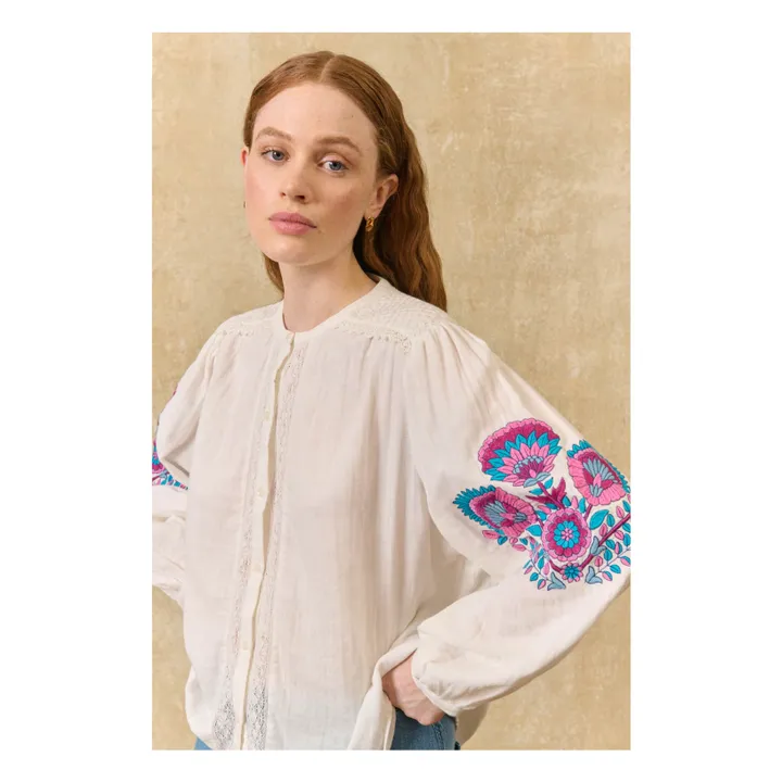 Blusa Jeanne de algodón orgánico | Blanco- Imagen del producto n°3