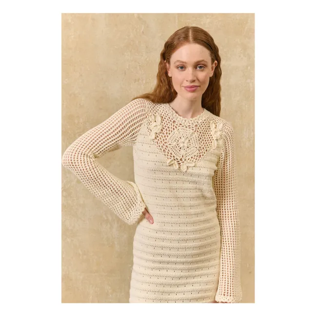 Vestido de algodón Eleonora | Crema