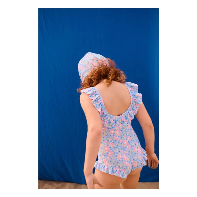 Maillot de Bain Volants Andrea Fleuri Fibres Recyclées | Bleu