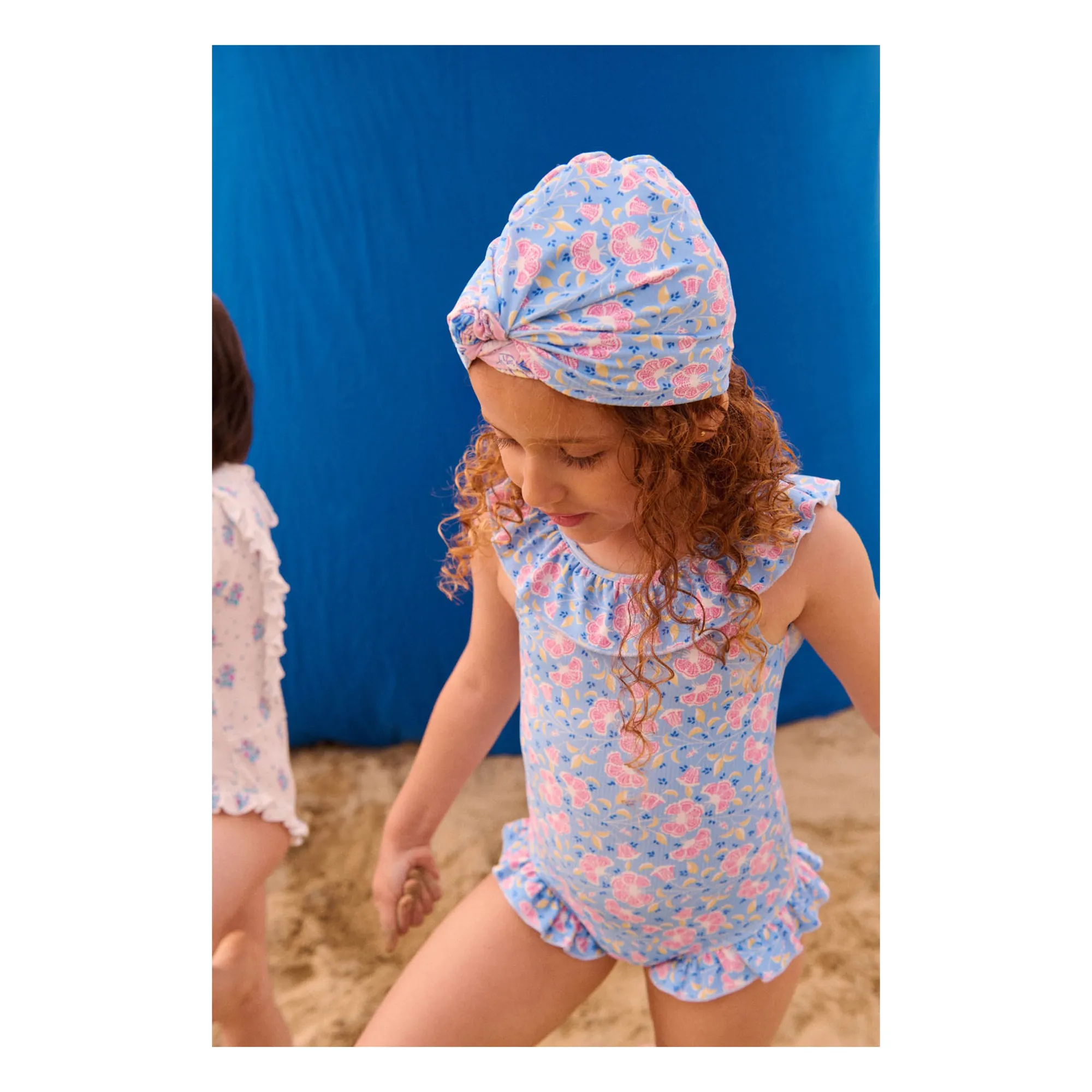 Maillot de Bain Volants Andrea Fleuri Fibres Recyclées | Bleu- Image produit n°2