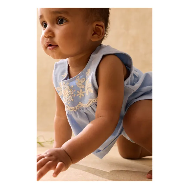 Top Brodé Malaya Coton Bio | Bleu
