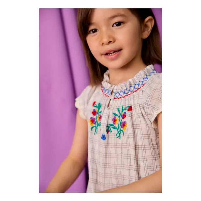 Vestido bordado Edith Carreaux Algodón orgánico | Crema