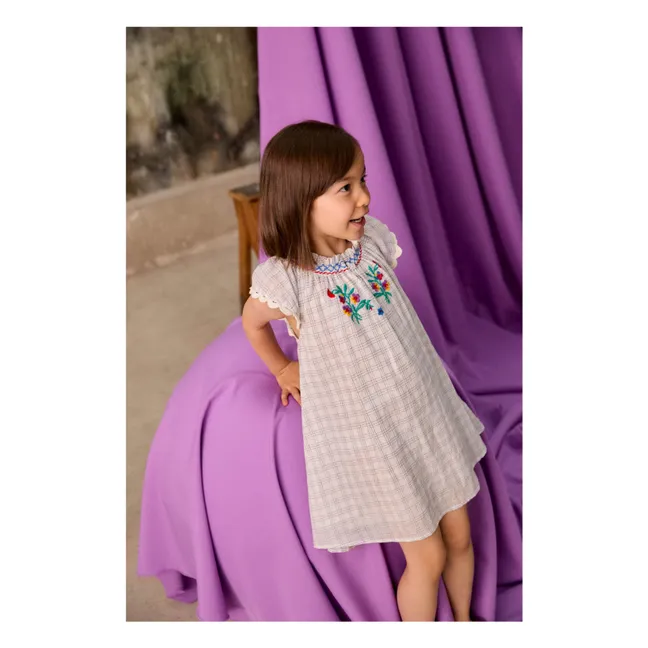 Vestido bordado Edith Carreaux Algodón orgánico | Crema