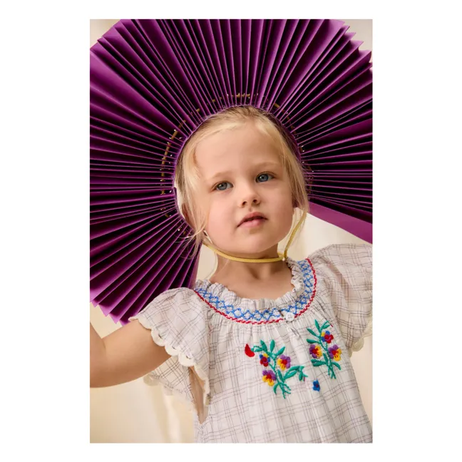 Vestido bordado Edith Carreaux Algodón orgánico | Crema