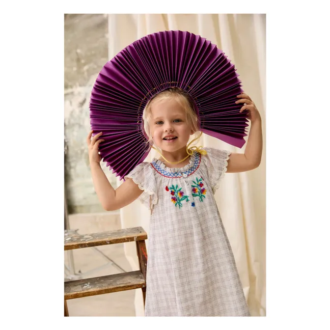 Robe Brodée Edith Carreaux Coton Bio | Crème