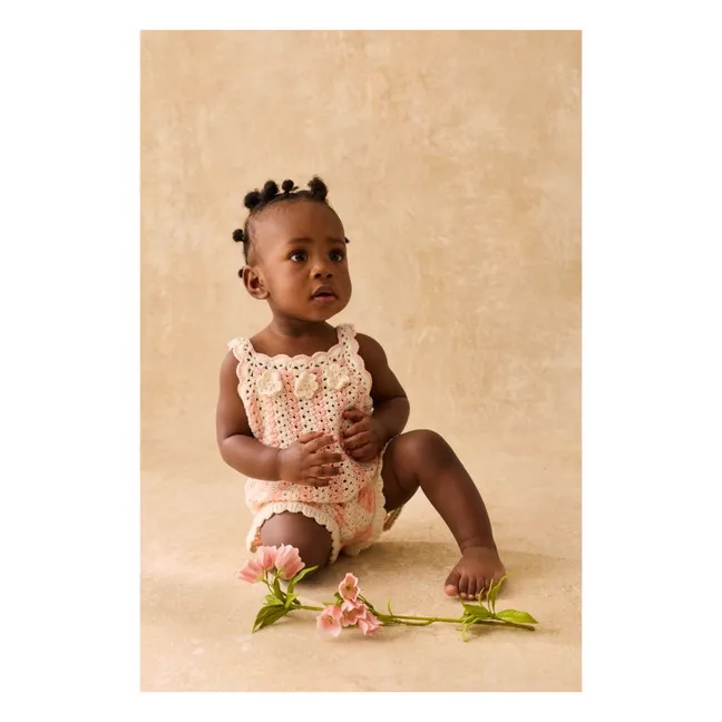 Ensemble Top et Short Ajouré Lary Rayé Maille | Rose