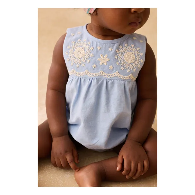 Barboteuse Nushan Coton Bio | Bleu