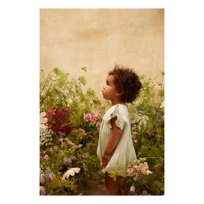 Barboteuse Volants Nusha Coton Bio | Vert amande