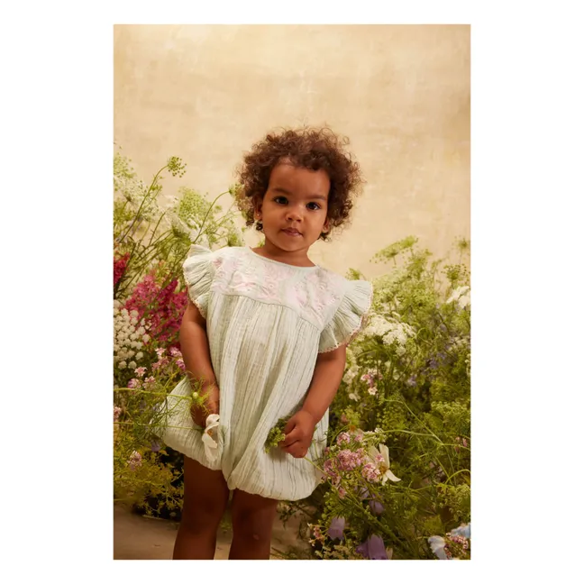 Barboteuse Volants Nusha Coton Bio | Vert amande