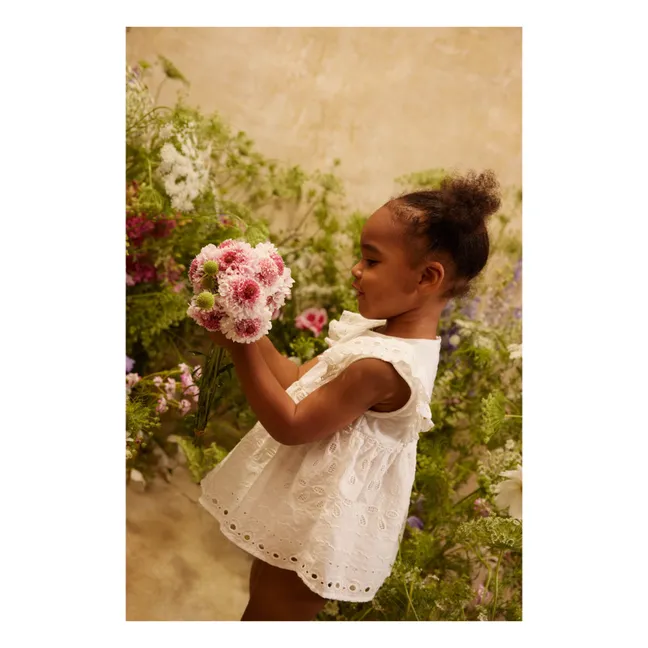 Robe Barboteuse Brodée Lenali Coton Bio | Blanc