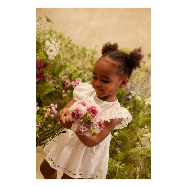 Robe Barboteuse Brodée Lenali Coton Bio | Blanc