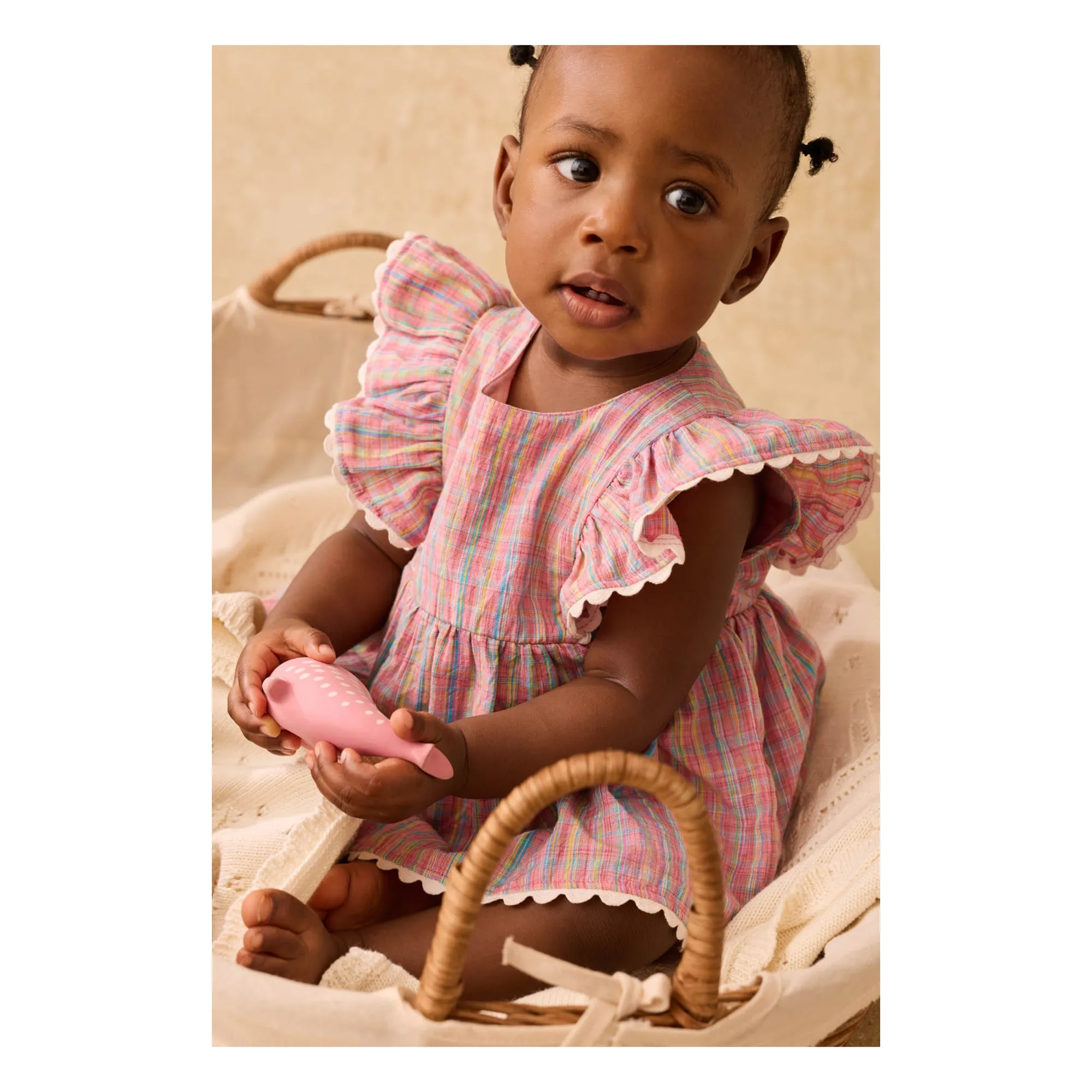 Robe Barboteuse Lena Carreaux | Rose- Image produit n°2