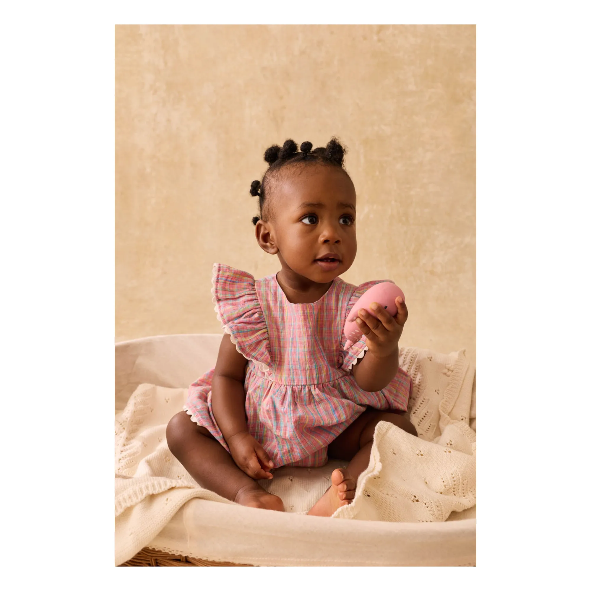 Robe Barboteuse Lena Carreaux | Rose- Image produit n°1