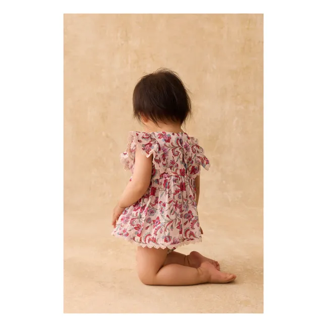 Vestido pelele de algodón orgánico Lena Fleurie | Crema