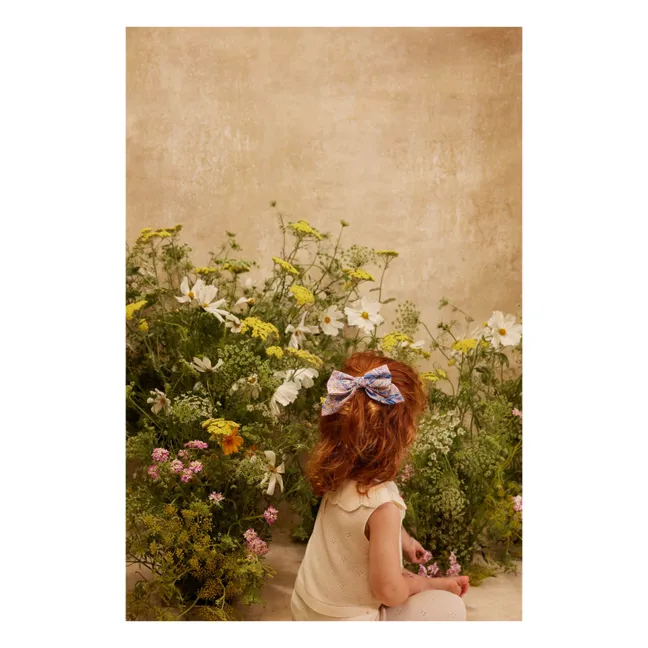 Barrette Nœud Gilla Fleuri Coton Bio | Rose