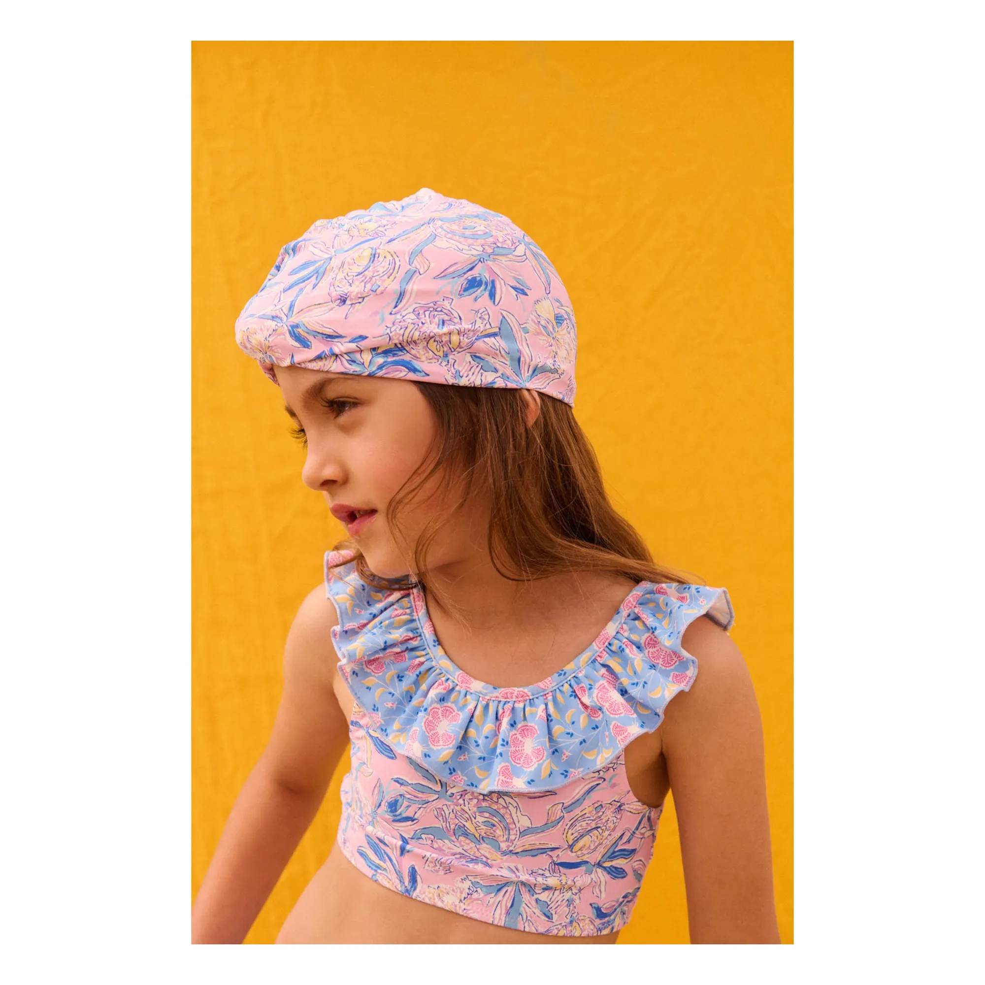 Bonnet de Bain Abina Fleuri Fibres Recyclées | Bleu- Image produit n°5