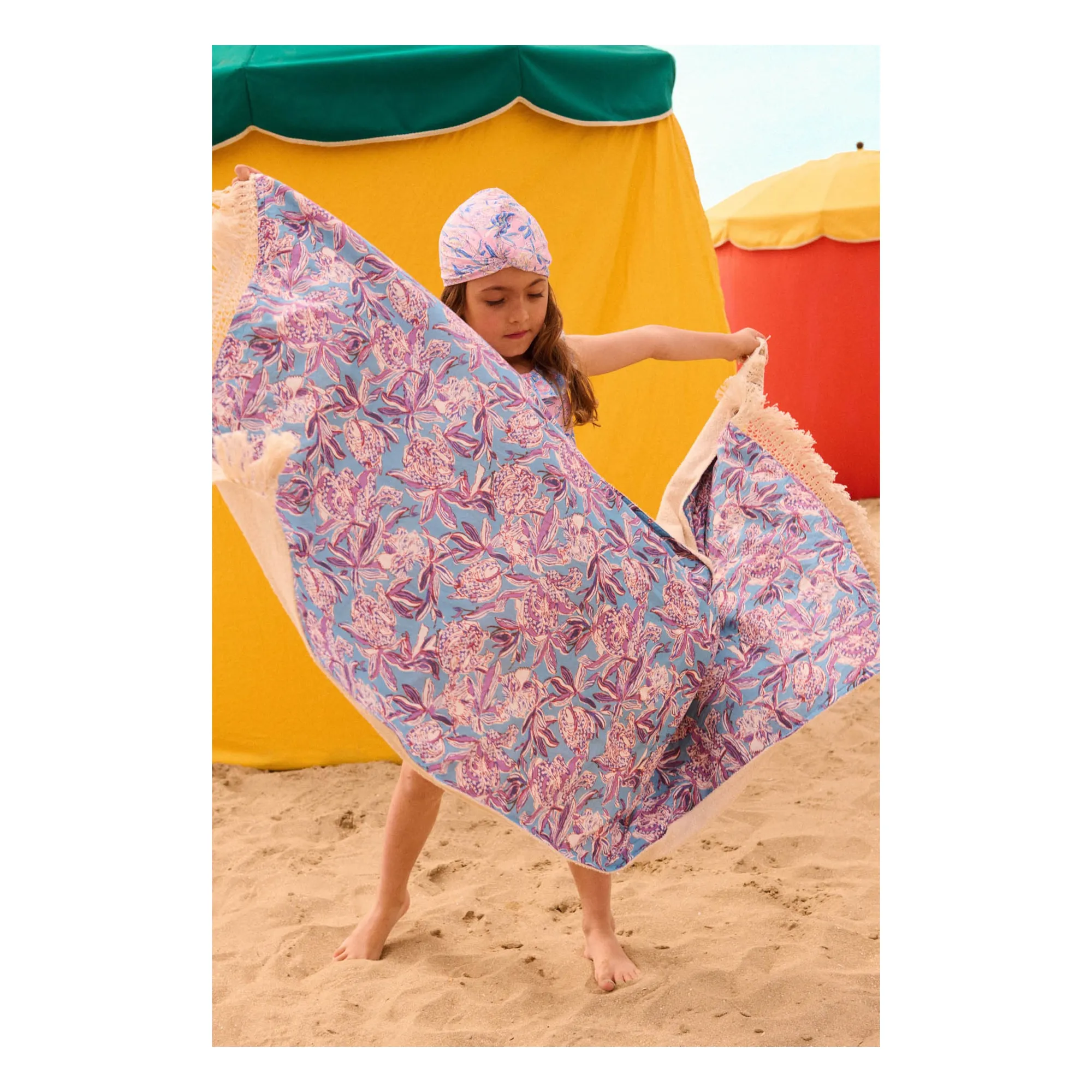 Bonnet de Bain Abina Fleuri Fibres Recyclées | Bleu- Image produit n°6