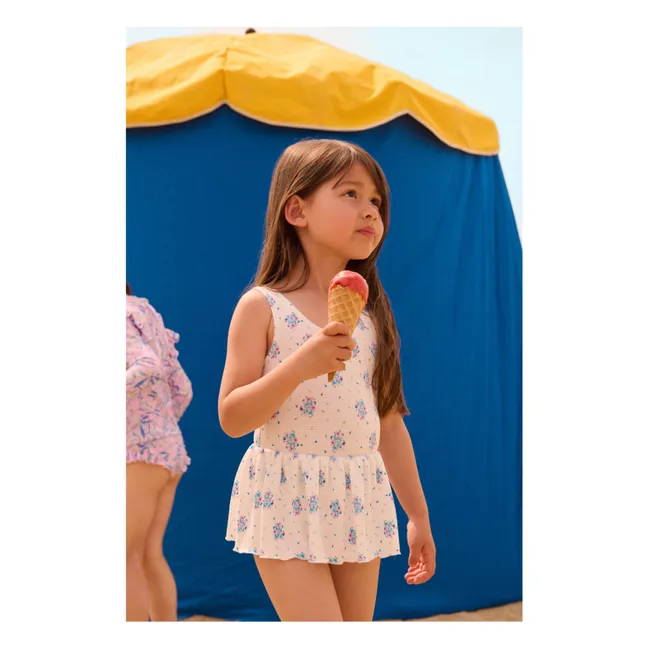 Kalinda Floral Waffle Skirt Swimsuit Recycled Fibers | Cream