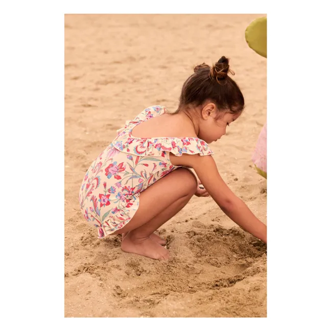 Maillot de Bain Andrea Fleuri Fibres Recyclées | Crème