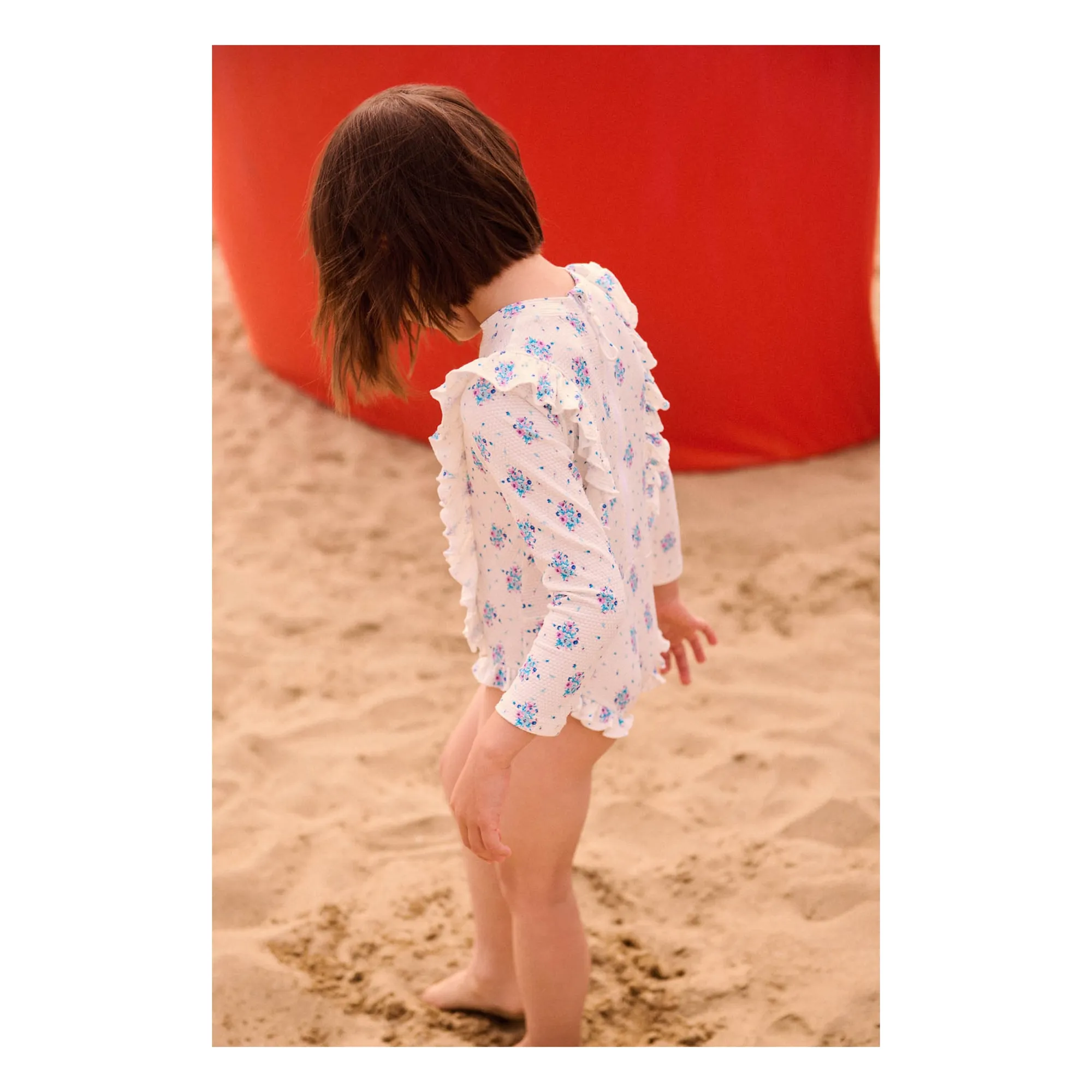 Maillot de Bain Manches Longues Gaufré Aurélie Fibres Recyclées | Crème- Image produit n°4