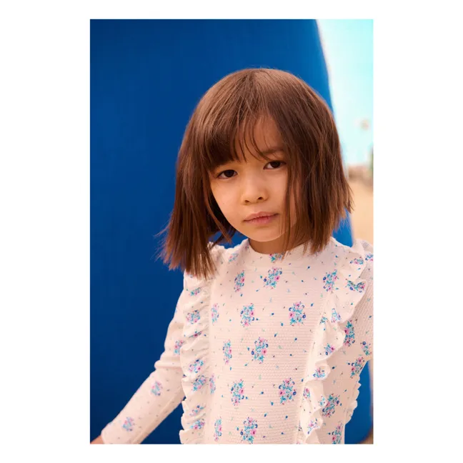 Maillot de Bain Manches Longues Gaufré Aurélie Fibres Recyclées | Crème