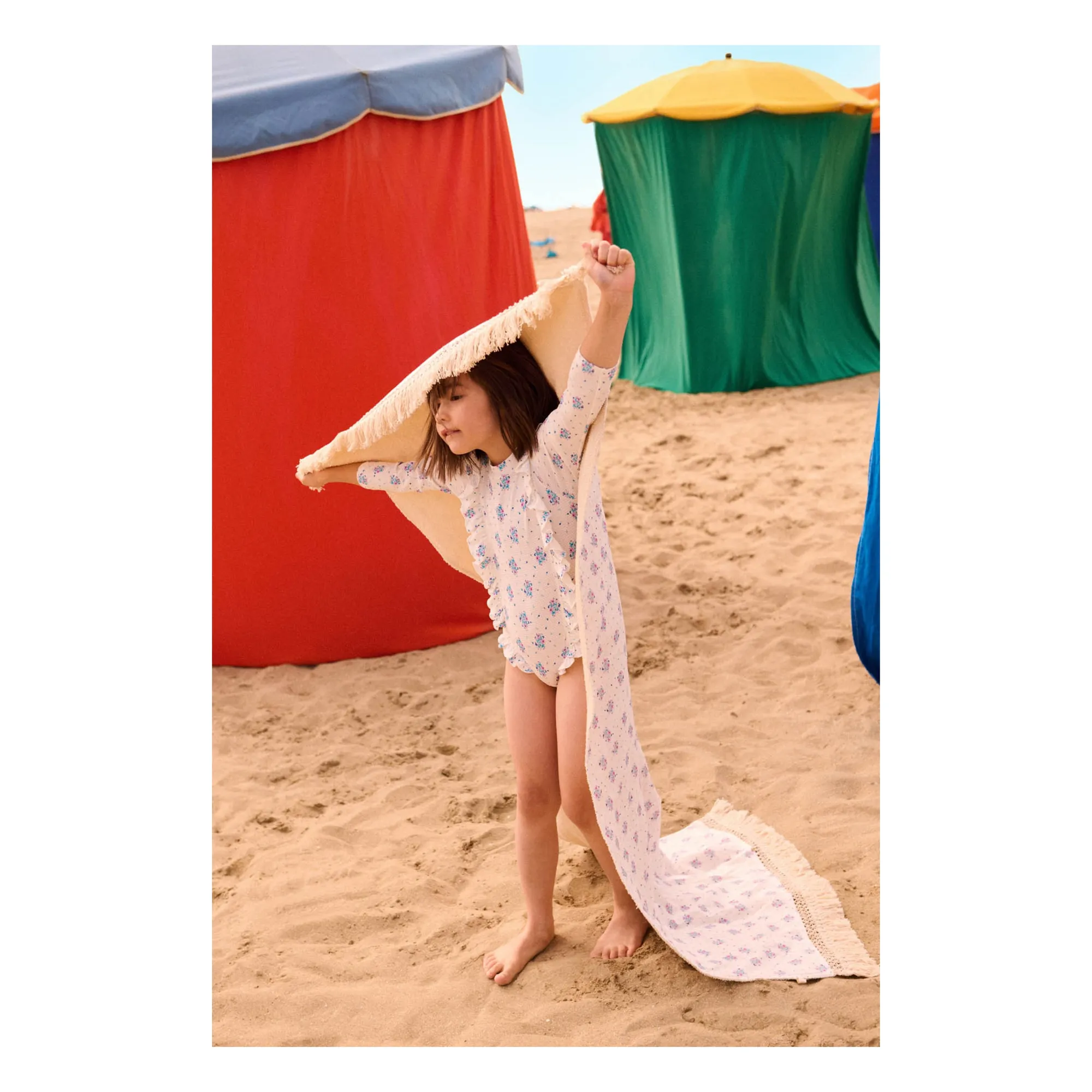 Maillot de Bain Manches Longues Gaufré Aurélie Fibres Recyclées | Crème- Image produit n°1