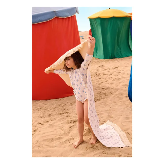 Maillot de Bain Manches Longues Gaufré Aurélie Fibres Recyclées | Crème