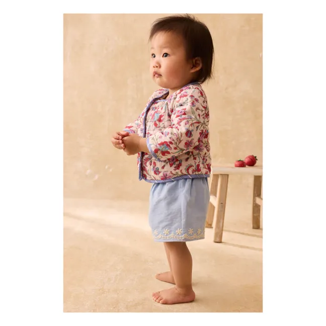 Veste Matelassée Astrid Fleurie Coton Bio | Crème