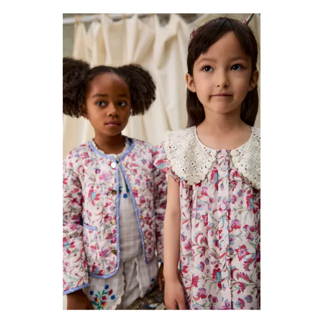 Veste Matelassée Astrid Fleurie Coton Bio | Crème