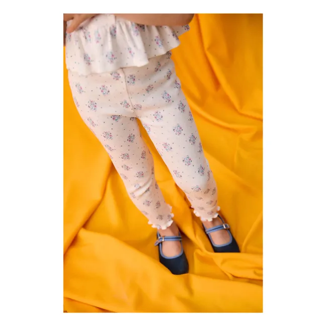 Anandou Floral Ribbed Legging | Cream