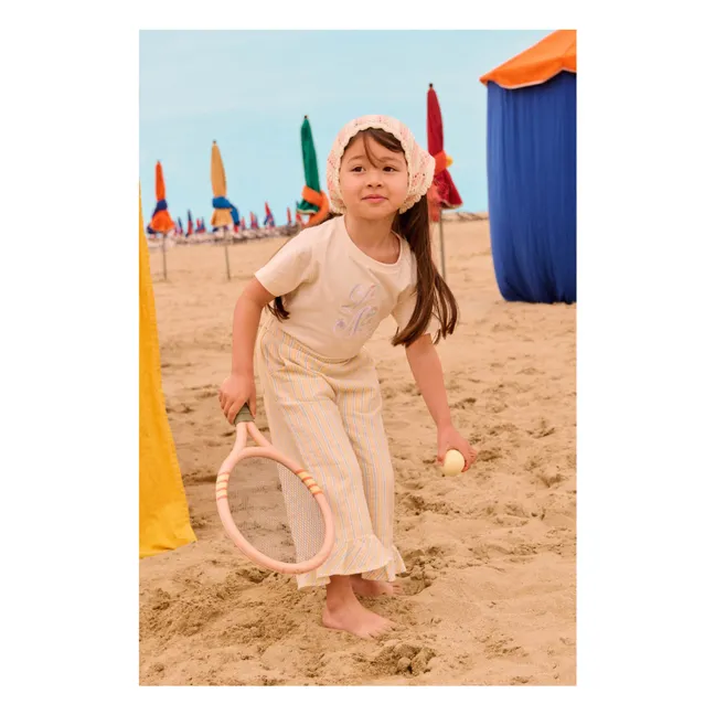 Loukie Striped Organic Cotton Ruffle Pants | Yellow