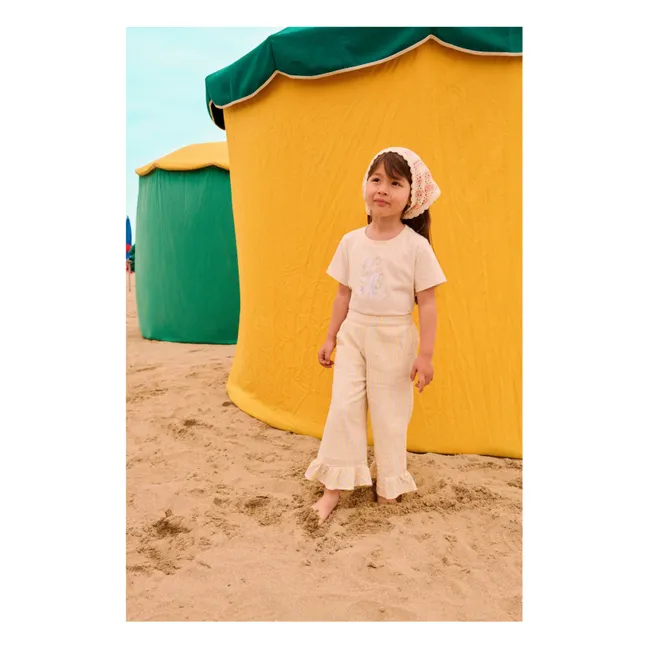 Loukie Striped Organic Cotton Ruffle Pants | Yellow