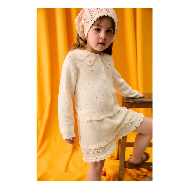 Pantalón corto calado de punto Mekylane | Crema