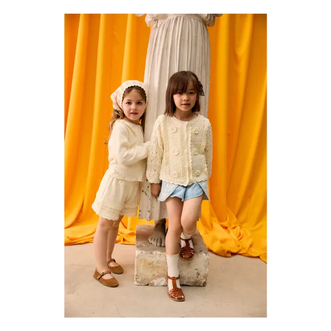 Pantalón corto calado de punto Mekylane | Crema