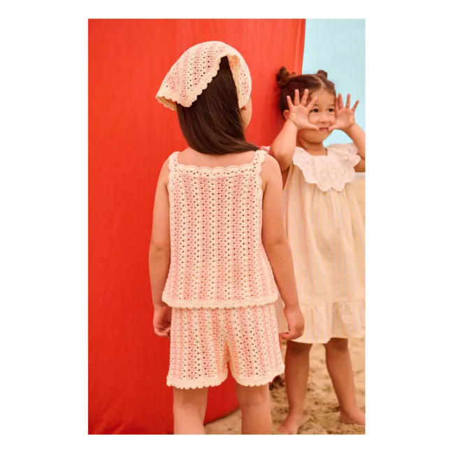 Pantalón corto calado de punto a rayas Mekylane | Rosa