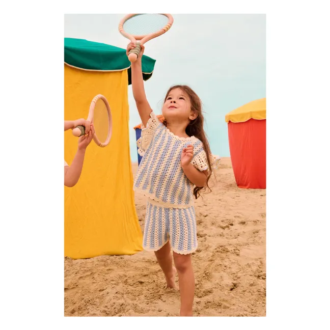 Lyse Striped Mesh T-shirt | Blue