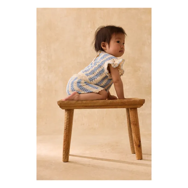 Lyse Striped Mesh T-shirt | Blue