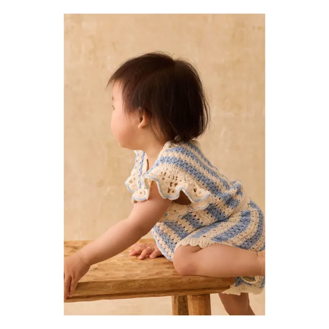 Camiseta de malla a rayas Lyse | Azul