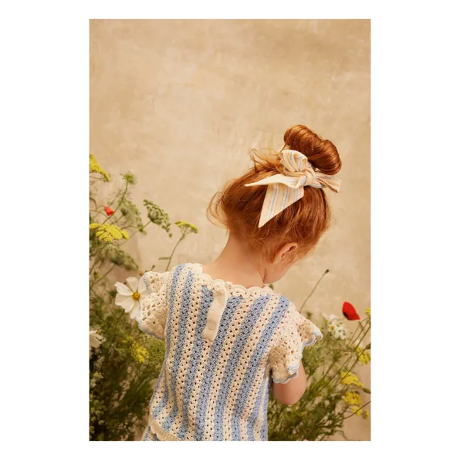 Camiseta de malla a rayas Lyse | Azul