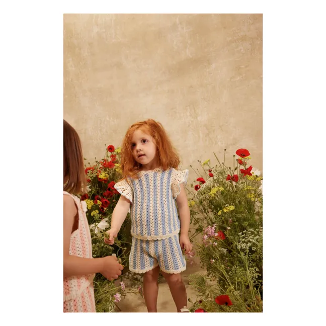 Lyse Striped Mesh T-shirt | Blue