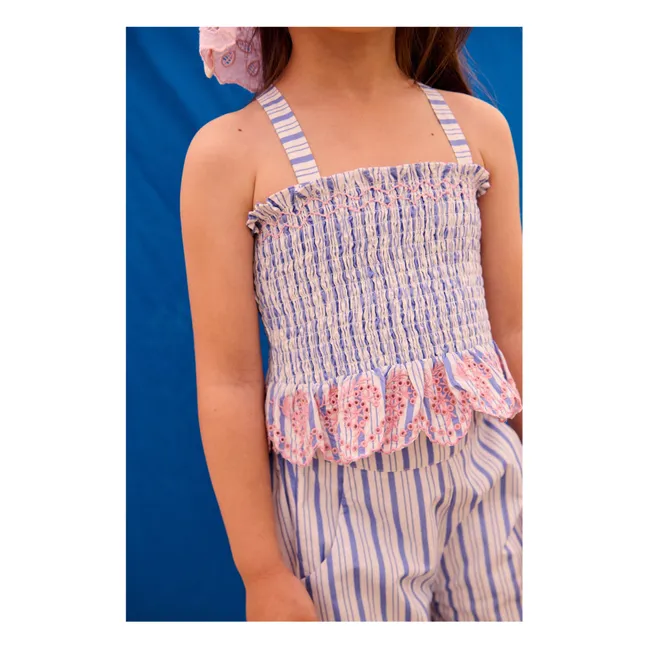 Florentina Popeline Organic Cotton Gathered Top | Cream