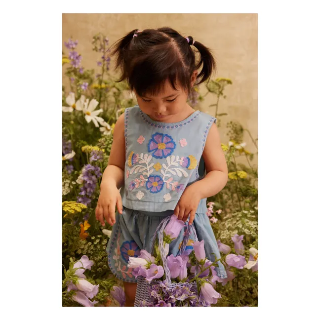 Top Brodé Albane Coton Bio | Bleu