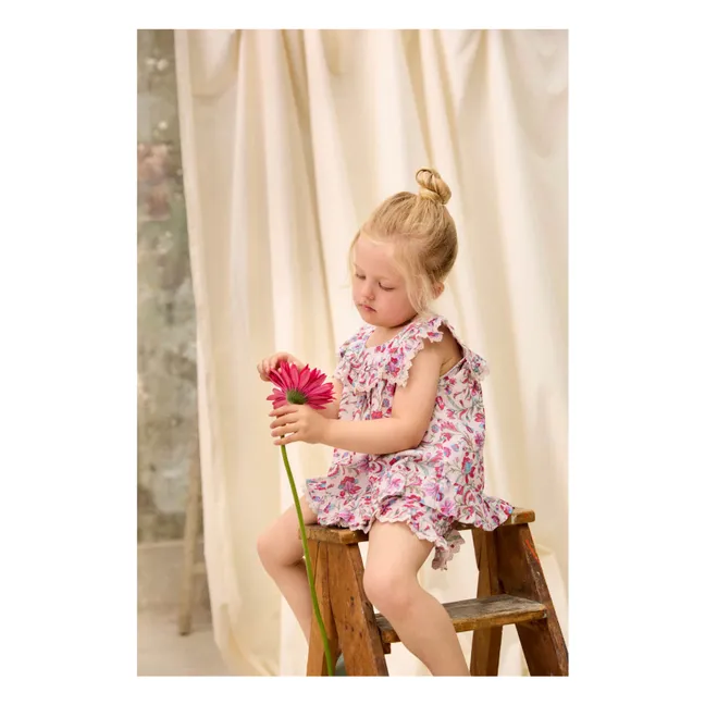 Blusa con volante floral de algodón orgánico Inessa | Crema