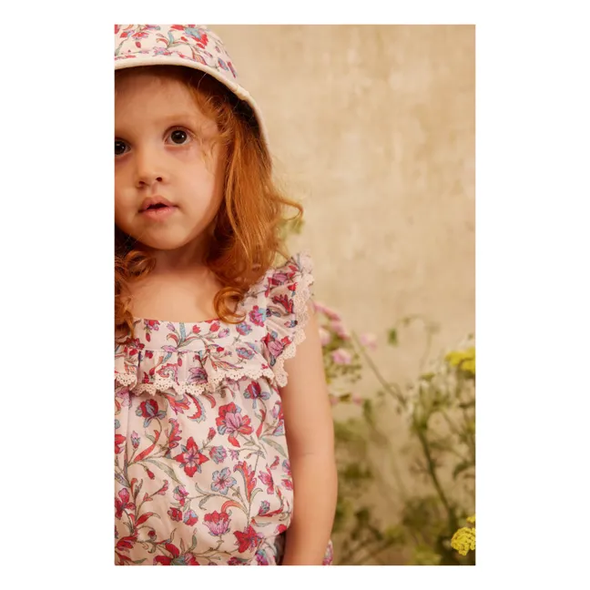 Blusa con volante floral de algodón orgánico Inessa | Crema