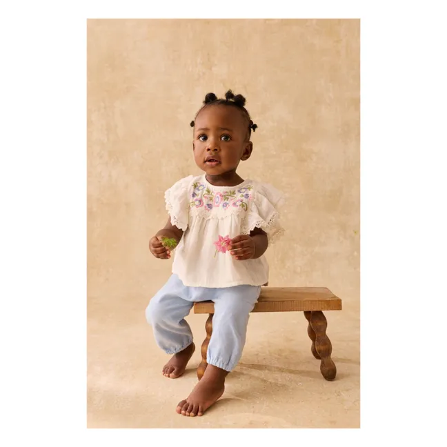 Malya organic cotton ruffled blouse | White
