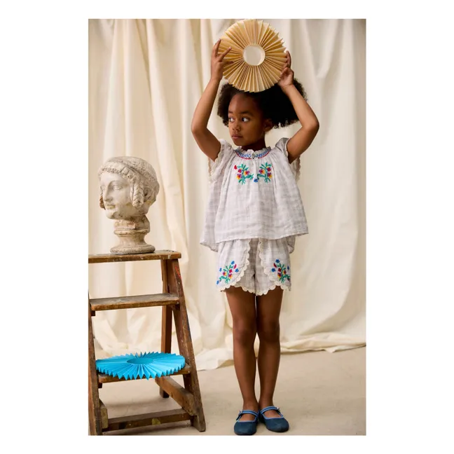 Blusa Perla Algodón Ecológico Cuadros | Crema