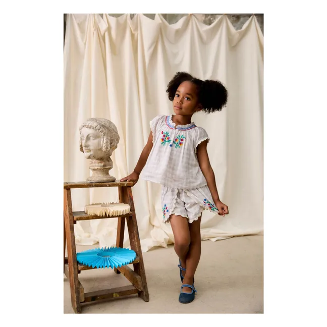 Blouse Perla Carreaux Coton Bio | Crème